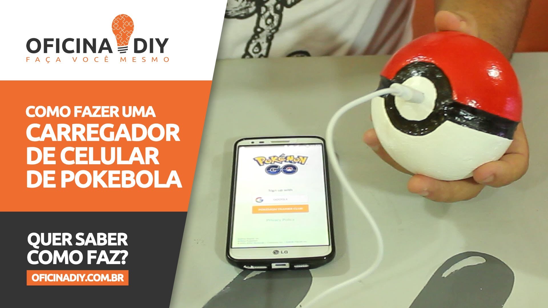 Carregador de Celular de Pokébola - Pokémon Go | Oficina DIY #40