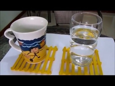 DIY - Como fazer Aparador de copos com palitos de picolé.Sandra Luz