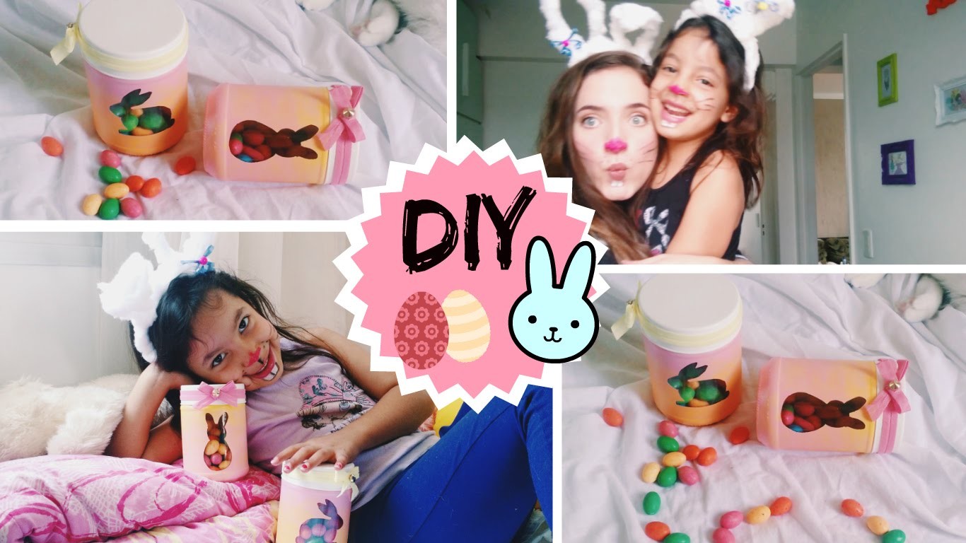 DIY PÁSCOA:  Orelhinhas de coelho + pote de doces  ♡ ft. Sophia
