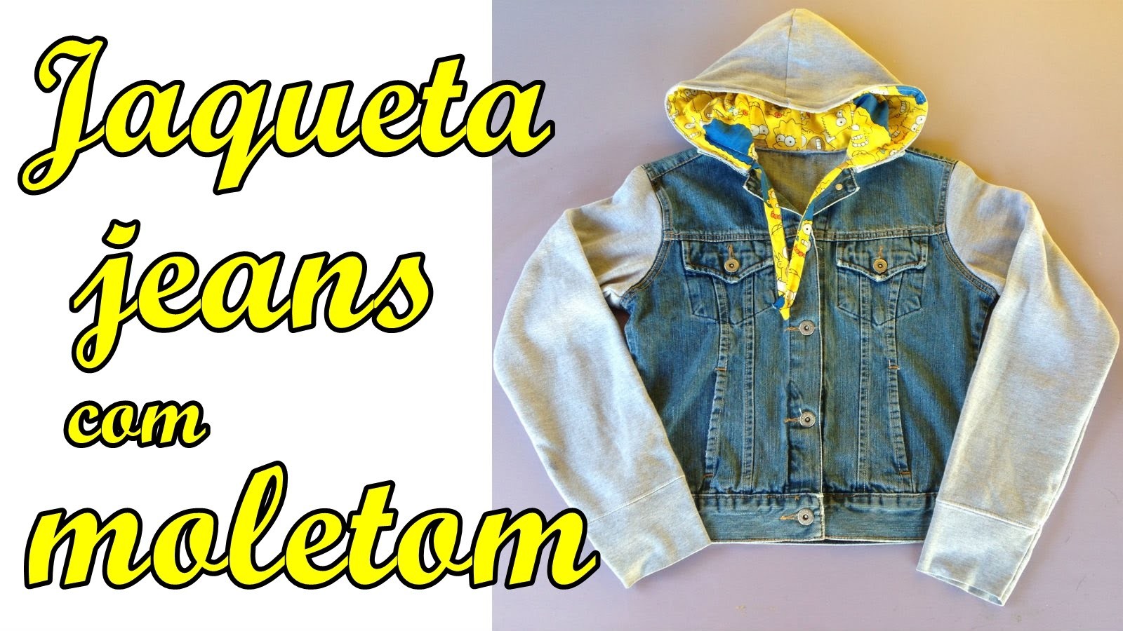 Jaqueta jeans com moletom Diy - Suellen Redesign