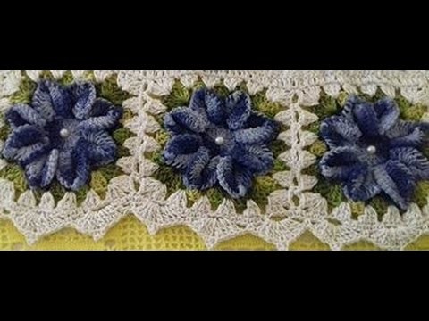 As Flores do Jogo de Capas de Crochê Para Cadeiras - Com Cristina Coelho Alves