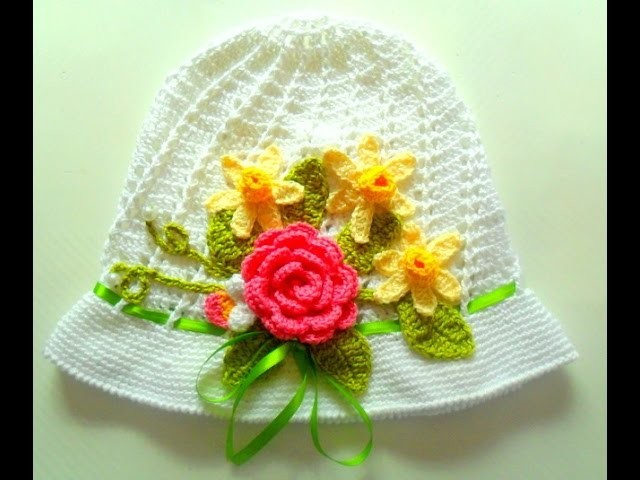 Flores e folhas Para o Chapéu Infantil Em Crochê Parte 3