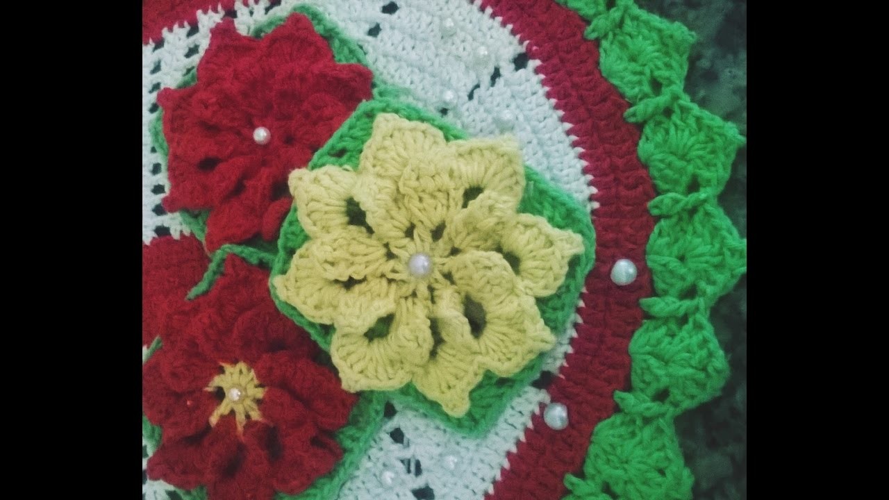 Flor de Crochê Para Aplicação Tapetes