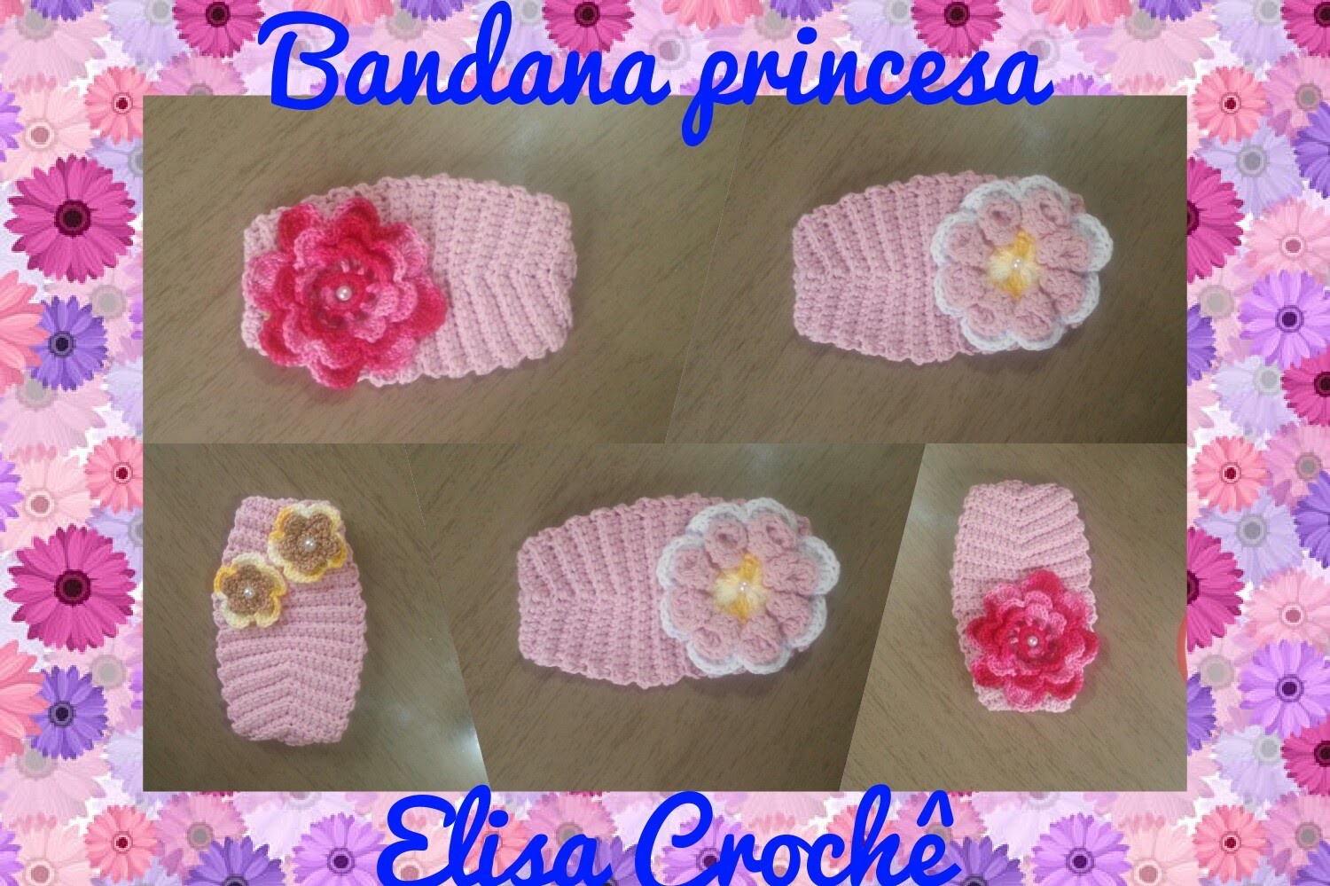 Versão canhotos : Bandana princesa em crochê # Elisa Crochê