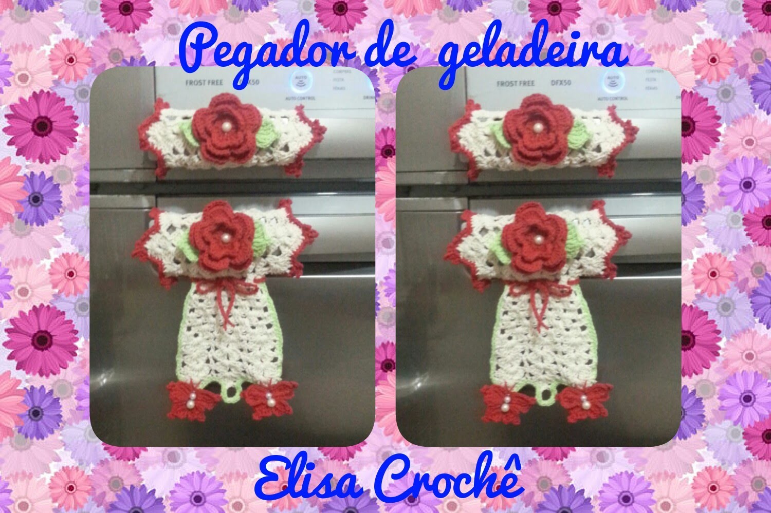 Versao canhotos : Pegador de geladeira borboletas em crochê ( 1ª parte ) # Elisa Crochê