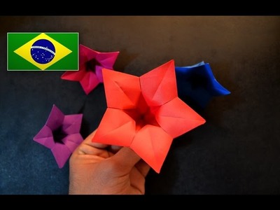 Origami: Flor Campainha Chinesa (Vera Young) - Instruções em português PT BR