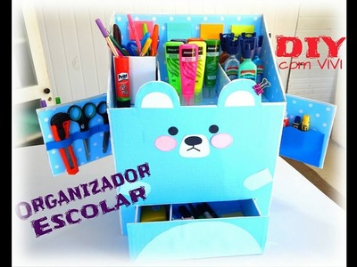 DIY. Organizador Escolar 2 - Urso Kawaii. DIY Kawaii Box
