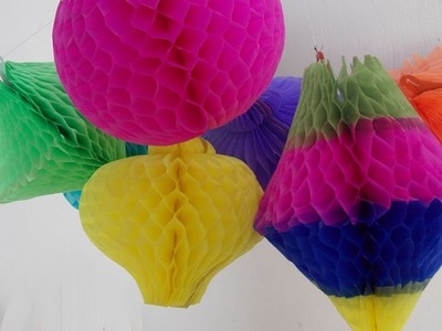 Balões do tipo colmeia -  formas e cores