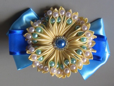 DIY  Ribbon flower with beads