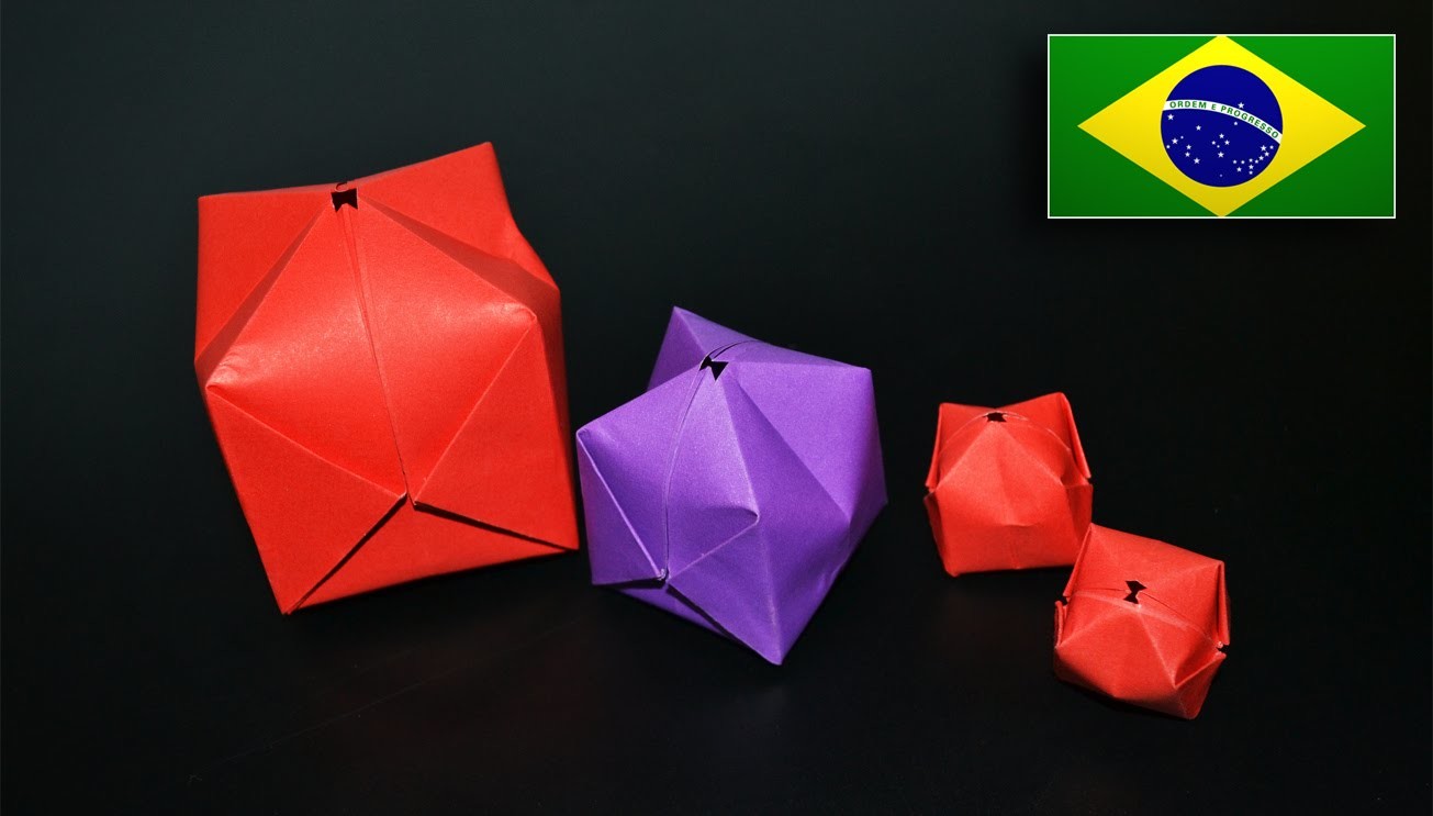 Origami: Balão. Bomba D'água - Instruções em Português PT-BR