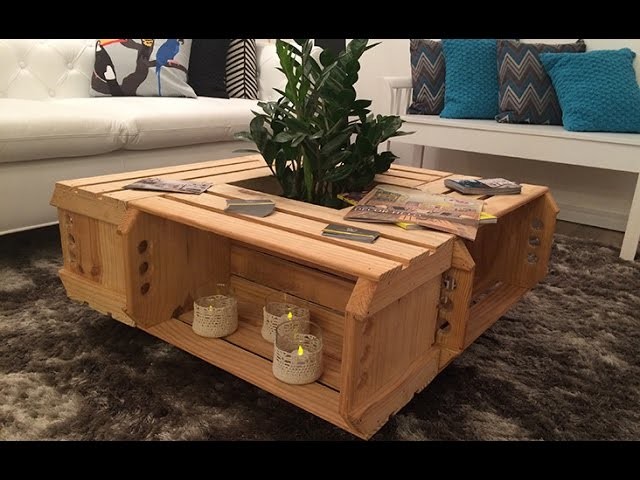 Como fazer uma mesa de centro com caixotes de madeira de feira