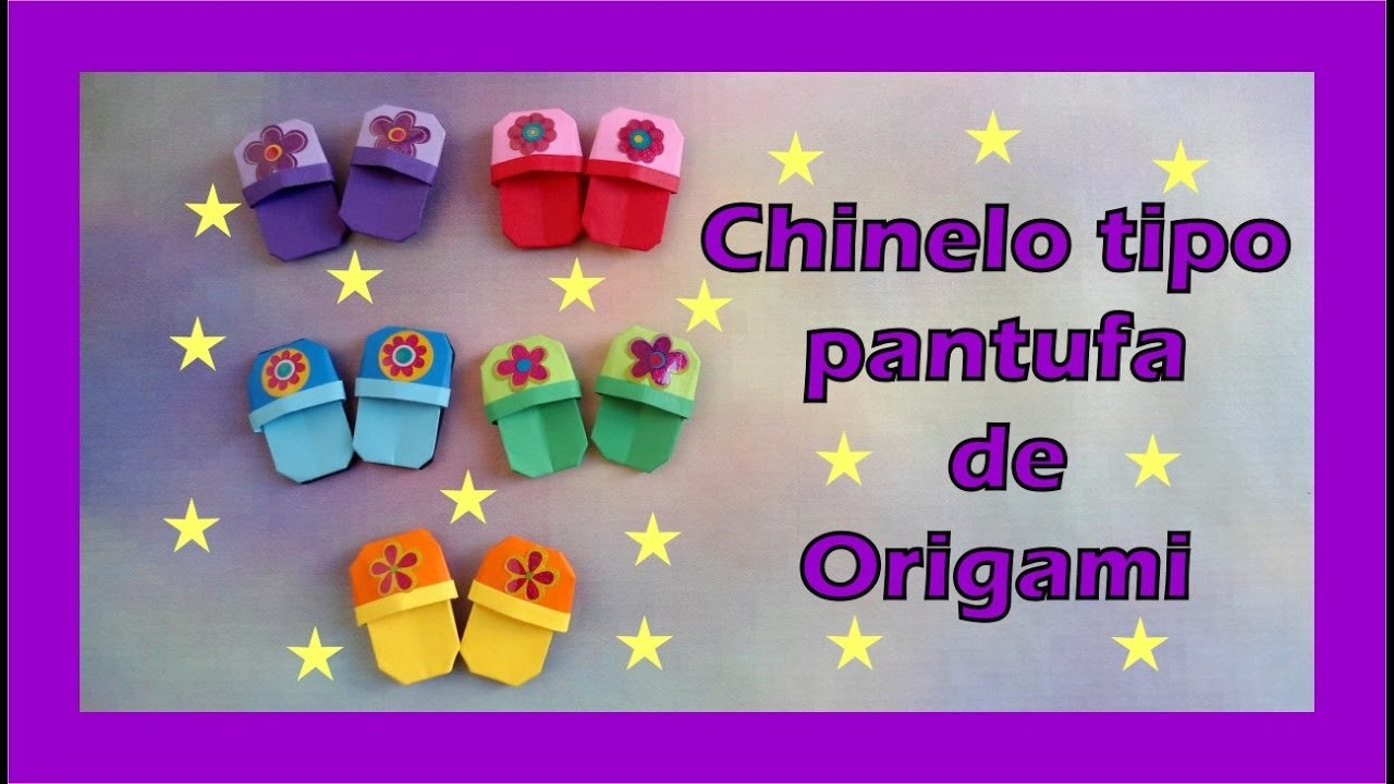 CHINELO TIPO PANTUFA DE ORIGAMI - DECORAÇÃO PARA SCRAPBOOK