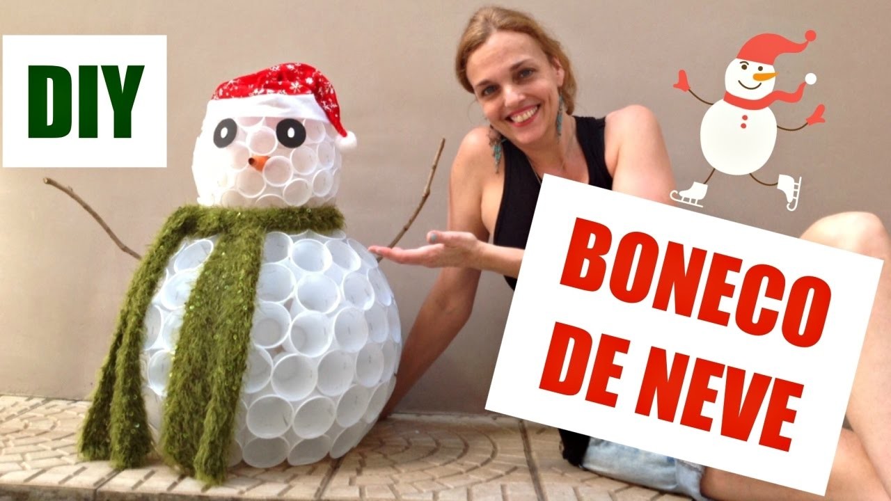 Natal #1 | DIY | Boneco de neve com copos descartáveis