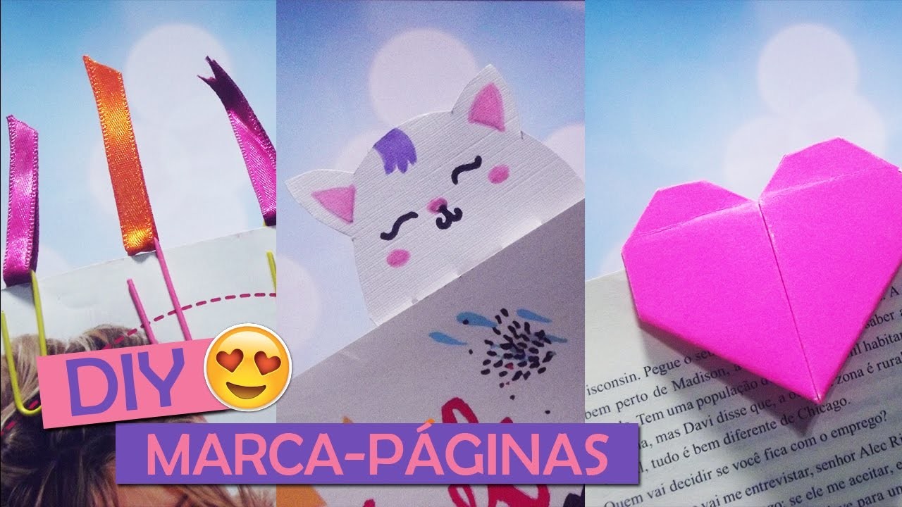 DIY como fazer 3 marca-páginas SUPER FÁCEIS | @karinnoue