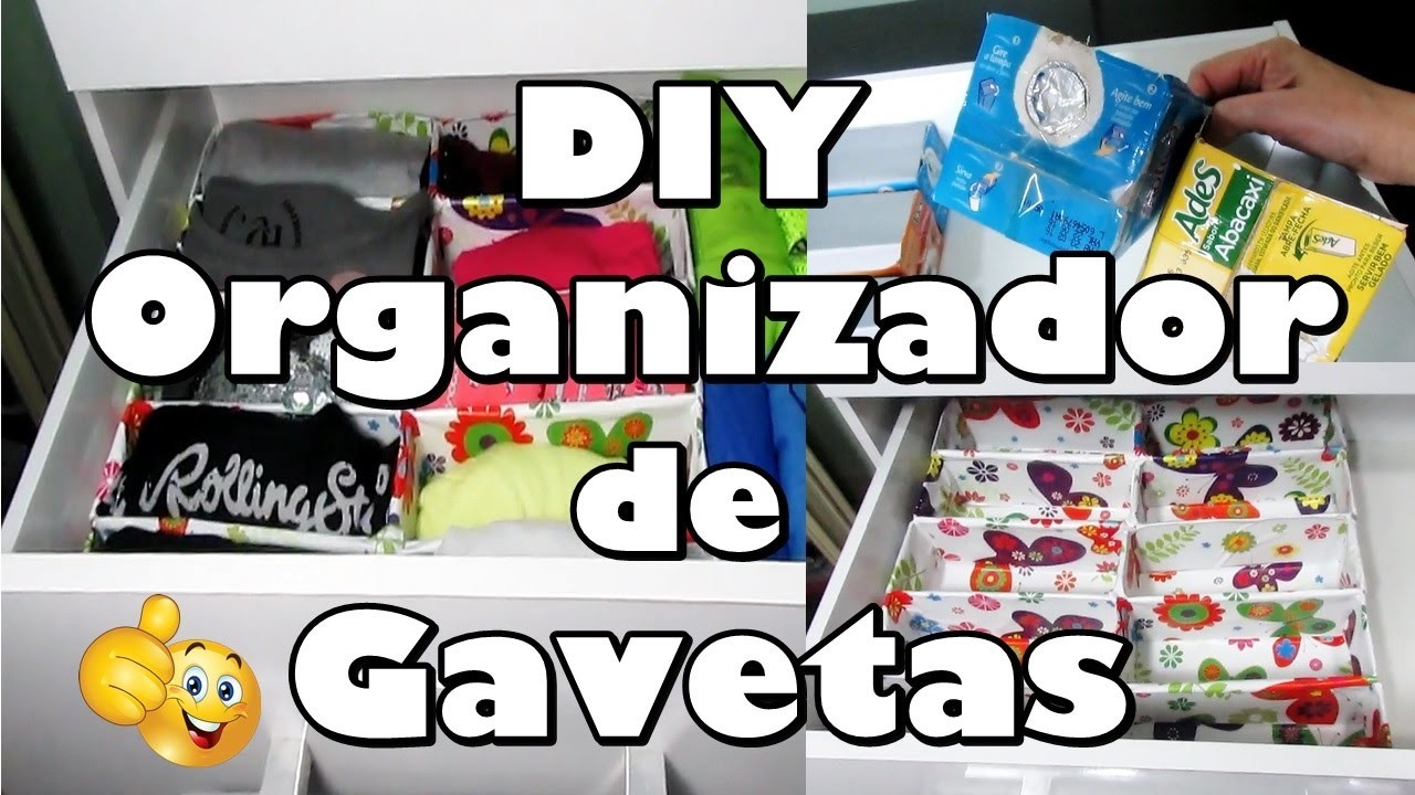DIY: Como fazer Organizador de Gavetas - Com caixa de leite e suco - 10.2016 | AdrianaLuna