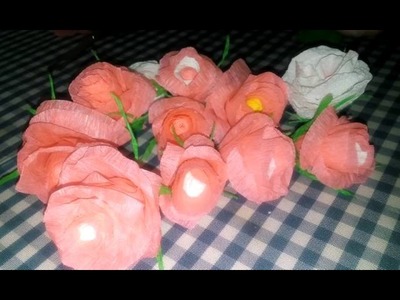 DIY - Como Fazer Rosas de  Papel Crepom e papel Toalha