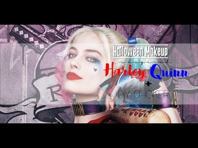 Halloween Makeup Harley Quinn + DIY Choker