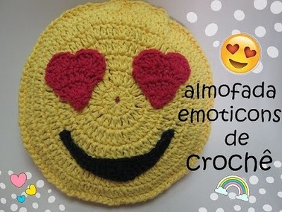 Almofada do emoticons de crochê ♥