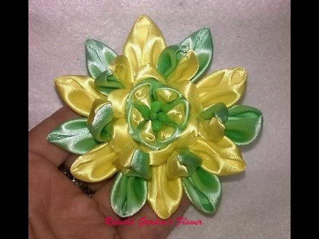 #55 - Flor de Tecido Cetim - DIY - Satin Flower.kanzashi.Satin-Blume.サテン花