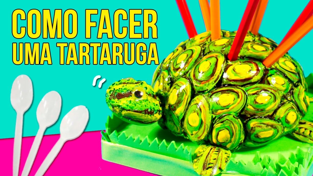 DIY Como Fazer uma TARTARUGA * Porta Lápis * Manualidades SÚPER FÁCEIS com COLHERES DE PLÁSTICO