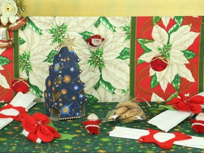 Pinheiro de Natal com Caixa de Leite e Argolas para Guardanapo