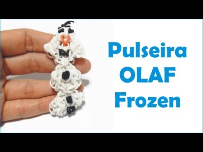 Pulseira Olaf do Filme Frozen de elasticos coloridos loom bands