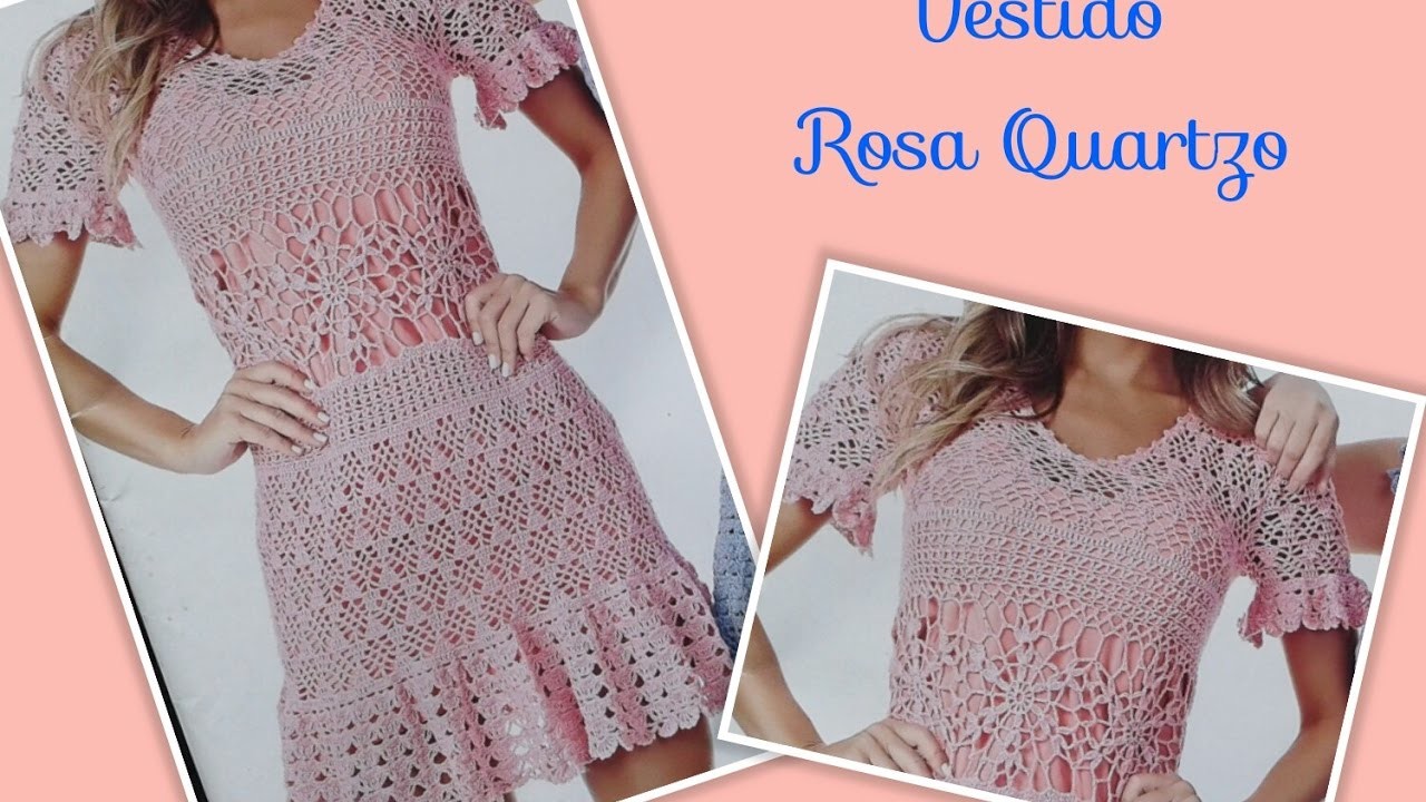 Versão destros:Vestido Rosa Quartzo em crochê tam. M ( 6° parte) # Elisa Crochê