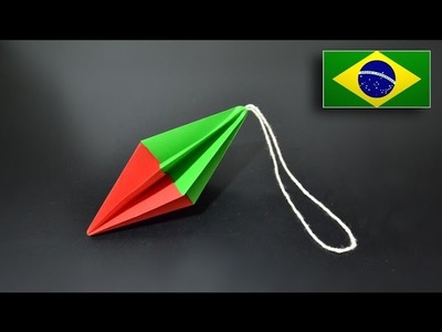 Origami: Ornamento Natalino Simples. Enfeite de Natal - Instruções em Português BR
