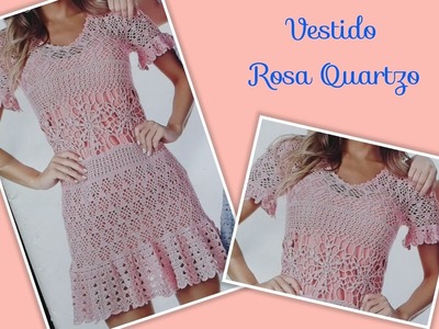 Versão destros:Vestido Rosa Quartzo em crochê tam. M ( 4°parte) # Elisa Crochê