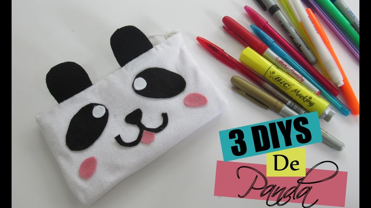 3 DIYS de Panda | Estojo de feltro sem costura | Wivye