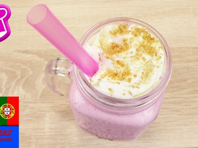 Milkshake de Cheesecake ♥ Super gostoso & muito fácil ♥ com Framboesa e Bolacha de Manteiga