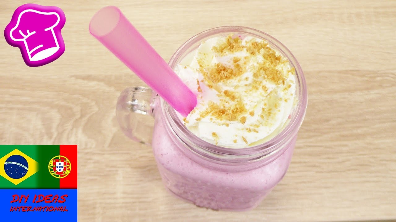 Milkshake de Cheesecake ♥ Super gostoso & muito fácil ♥ com Framboesa e Bolacha de Manteiga
