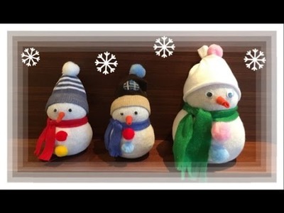 Decoração de Natal - Boneco de Neve feito de meia - Snowman. DIY