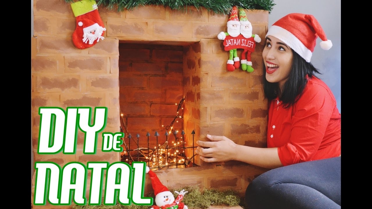 DIY :: Lareira Fake para Decorar - Preparando o Natal! ♡♡ Com Papelão