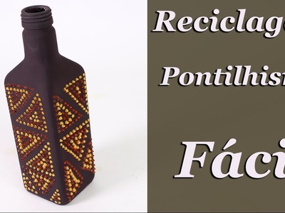 Garrafa Reciclada Pontilhismo com Textura