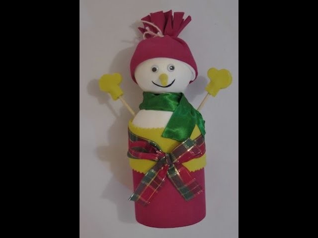 Latinha decorada com boneco de neve