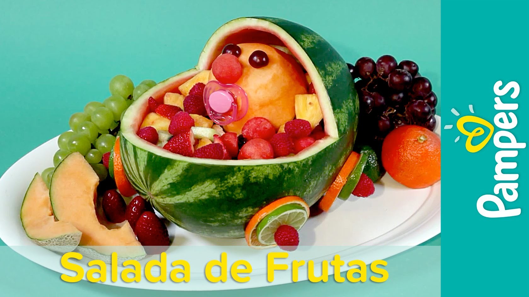DIY Decoração de chá de fraldas: Salada de frutas de carrinho de bebê | Pampers BR
