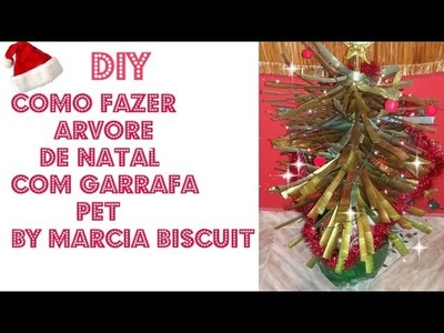 DIY-COMO FAZER ARVORE DE  NATAL COM GARRAFA PET BY-MARCIA BISCUIT