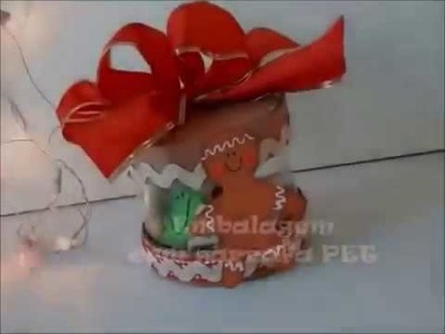 DIY ESPECIAL NATAL. Embalagem Natalina feita com garrafa PET e papelão