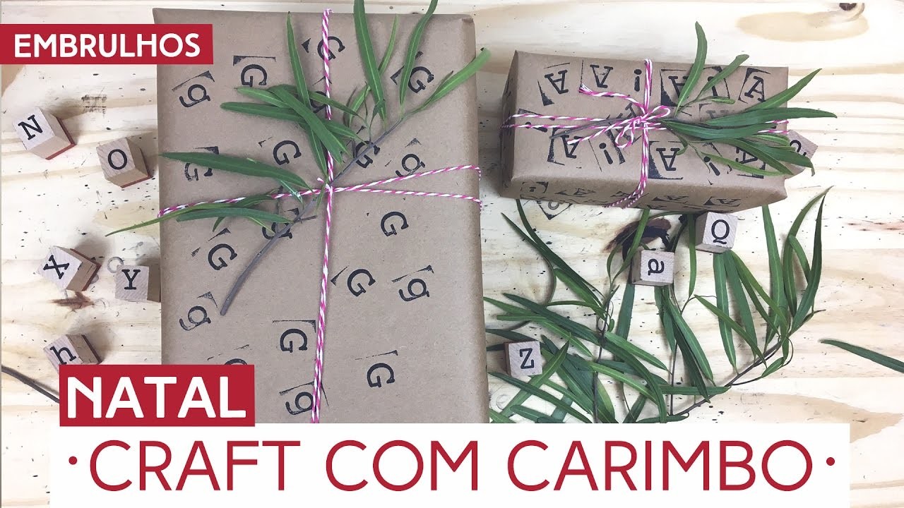Embrulho de presente craft com carimbo | Natal by Aline Albino
