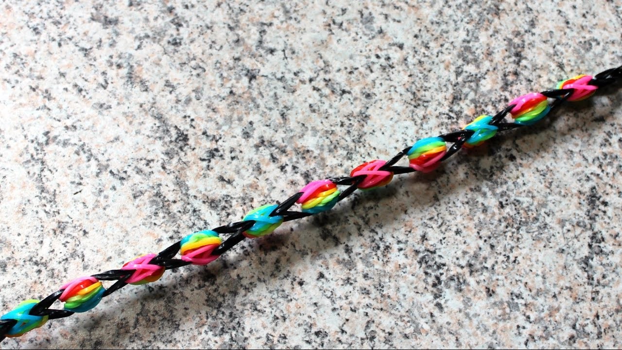 Pulseira Rainbow ( Arco Iris ) de elásticos coloridos loom bands SEM TEAR