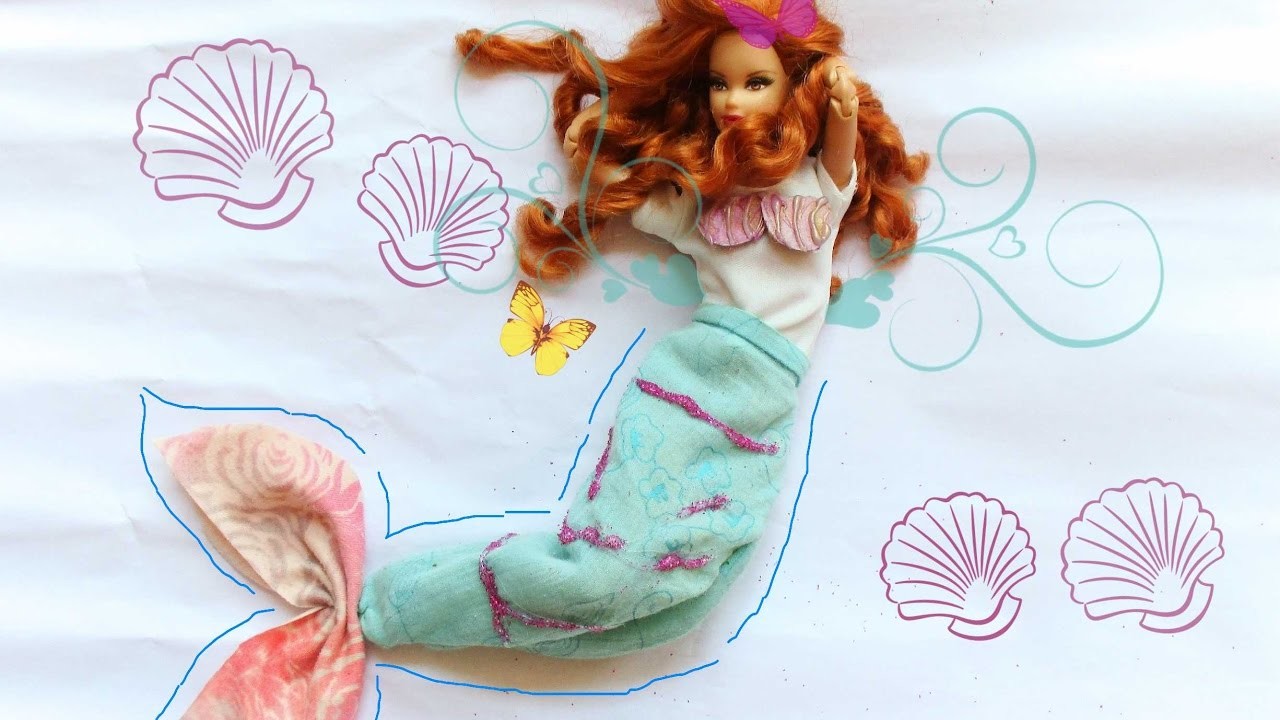 DIY cauda de SEREIA e CONCHAS para BARBIE | mermaid  Blanket