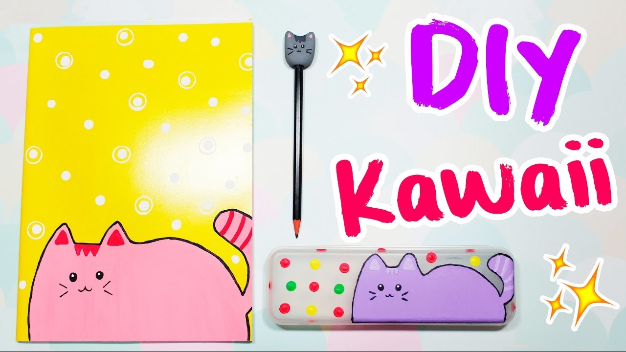 DIY - MATERIAL ESCOLAR de GATINHO KAWAII - BACK TO SCHOOL 2017 - #PrihTodoDia20