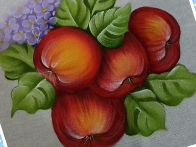 Aula maçãs - Pintura em tecido