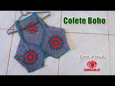 Colete Boho em Crochê by Claudete Azevedo