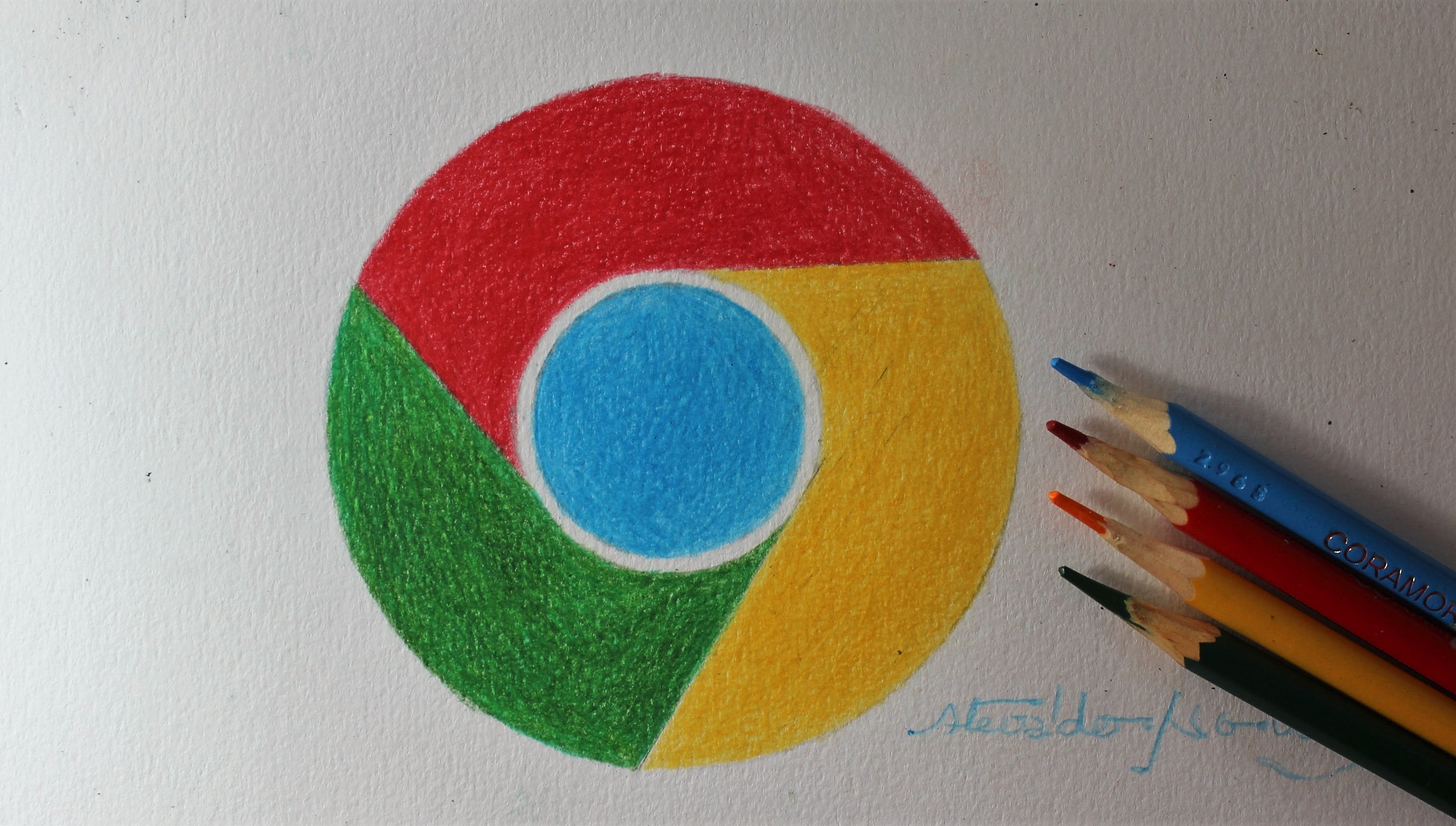 Como desenhar a logo do Google Chrome I How to Draw the Chrome Logo