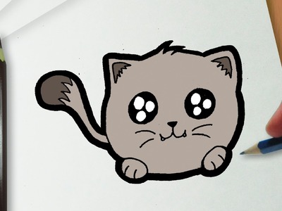 Como desenhar um gatinho kawaii