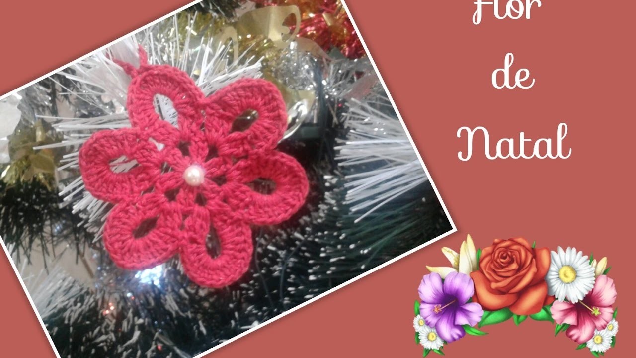 Versão canhotos:Flor Natalina em crochê # Elisa Crochê