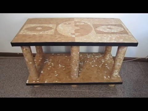 Como fazer uma mesa de papelão e casca de ovo