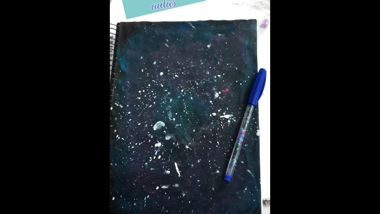 DIY: Volta ás aulas,caderno galáxia,caneta com Glitter.